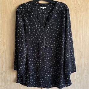 Maurices Black Top with White Design